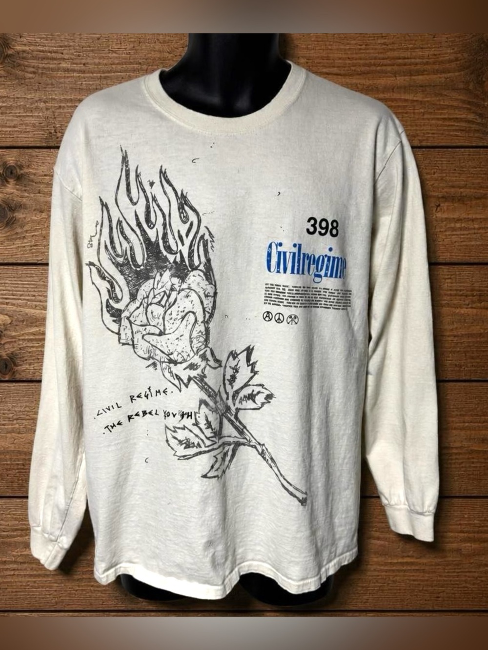 Civil Regime Burning Rose Long Sleeve Shirt Blooming Through Chaos Numbered 398